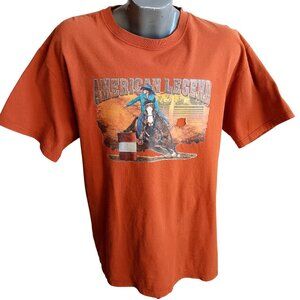 XL Vintage T-shirt Cowboy American Legend Western Rust Orange Barrel Racer USA
